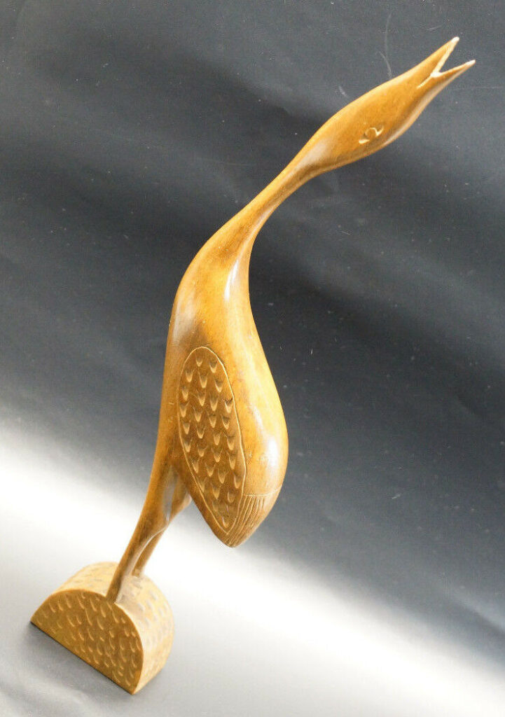 60er Jahre Kranich / Fischreiher aus Holz geschnitzt
