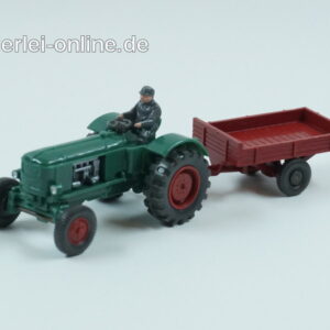 Wiking H0 1:87 Traktor | Deutz-Schlepper mit Anhänger | grün | 60-70er Jahre