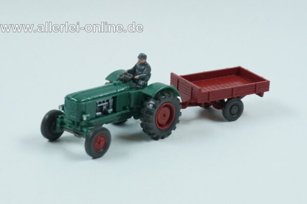 Wiking H0 1:87 Traktor | Deutz-Schlepper mit Anhänger | grün | 60-70er Jahre