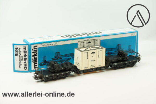 Märklin H0 | 4618 Tiefladewagen mit Übersee-Kiste | 6-Achs SSI 53 der DB Güterwagen mit OVP