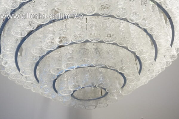 DORIA Leuchten | Deutscher 5-stufiger Eisglas Kronleuchter | 150 Glasröhren | 16 x e14 Fassung