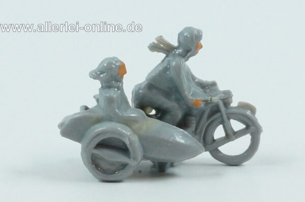 Wiking H0 1:87 Motorradfahrer | Motorrad mit Beiwagen | 50er Jahre | grau