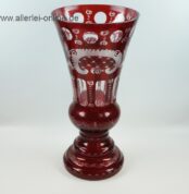 Antik Glas Vase - Pokal böhmisches Glas rubinrot geschliffen - Höhe 30,5cm