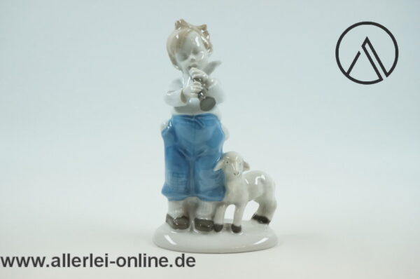 Gräfenthal GDR Porzellan | Musizierender Junge mit Lamm | Thüringen Porzellanfigur