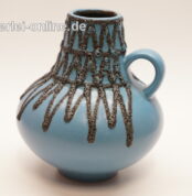 W. Fohr Keramik Fat Lava Vase 411-16 | Henkelvase ,dunkel Türkis | Vintage German Pottery