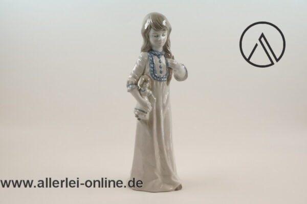 Wagner & Apel 1877 GDR Porzellan | Mädchen im Nachthemd mit Puppe | Lippelsdorf Thüringen Porzellanfigur