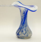 Glas Vase | Blumenvase | Blau - weiß | 21 cm | Vintage 70er Jahre