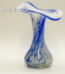 Glas Vase | Blumenvase | Blau - weiß | 21 cm | Vintage 70er Jahre