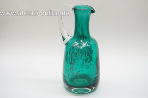 Schott Zwiesel | Design Prof. Löffelhardt | 25 cm Henkelvase mit Luftblaseneinschlüßen | Grün / Türkis | Vintage Bubble Glasvase