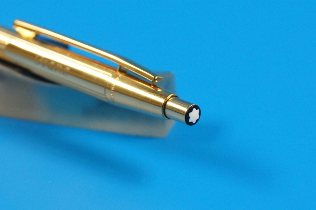 Montblanc Noblesse 1947 Druckknopf Kugelschreiber / Pushbutton Ballpoint - Fadenguilloche - Gold,vergoldet