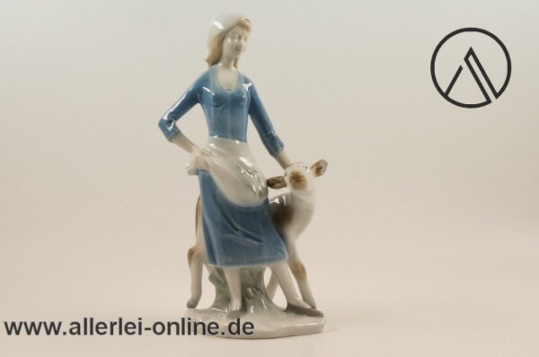 Wagner & Apel 1877 GDR Porzellan | Bäuerin mit Kalb | Lippelsdorf Thüringen Porzellanfigur