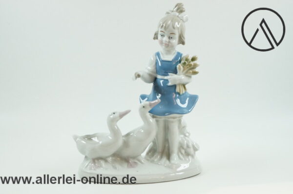 Wagner & Apel 1877 GDR Porzellan | Gänseliesel | Mädchen mit Gänsen | Lippelsdorf Thüringen Porzellanfigur
