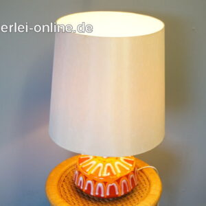 Keramik Tischlampe | Tischleuchte mit Lampenschirm | rot - orange | Vintage 60-70er Jahre