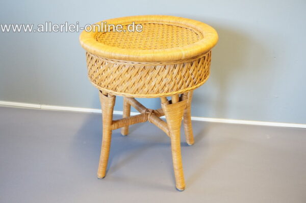 Vintage Bambus Rattan Tisch | Beistelltisch | Hocker ,rund