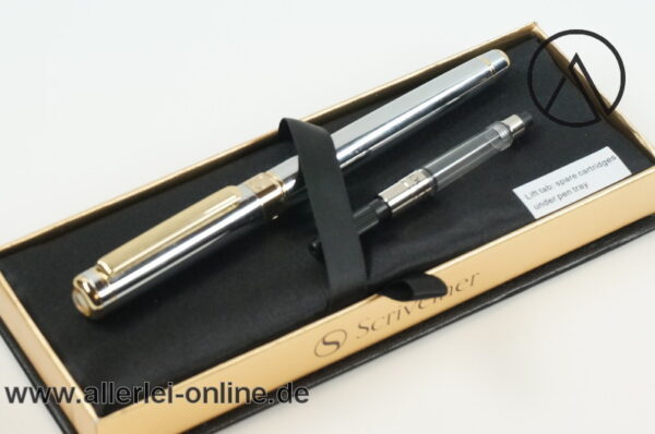Scriveiner Füller | Füllfederhalter ,silber mit Kolbenkonverter | Fountain Pen mit OVP