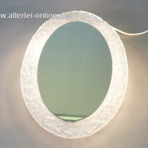 Hillebrand Spiegel | beleuchteter Ovaler Wandspiegel | Acryl Iceglas Space Age Design | Vintage 60-70er