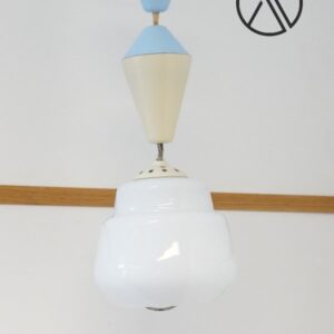 Vintage Pastellfarben Küchen Hängelampe | Glas Lampenschirm | Zug-Pendelleuchte ,höhenverstellbar