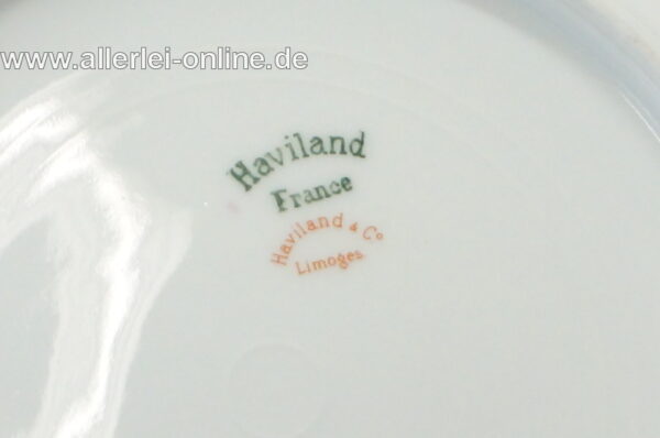 Antik Haviland France Limoges | Porzellan Teller | Suppenteller - Speiseteller | Tiefer Teller Blüten / Blätter Dekor | Ø 24