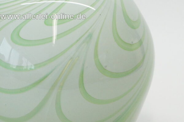 Glas Vase - Kugelvase | weiß,grün Blumenvase 11 cm | Vintage 70er Jahre