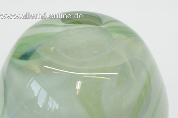 Glas Vase - Kugelvase | weiß,grün Blumenvase 11 cm | Vintage 60er Jahre
