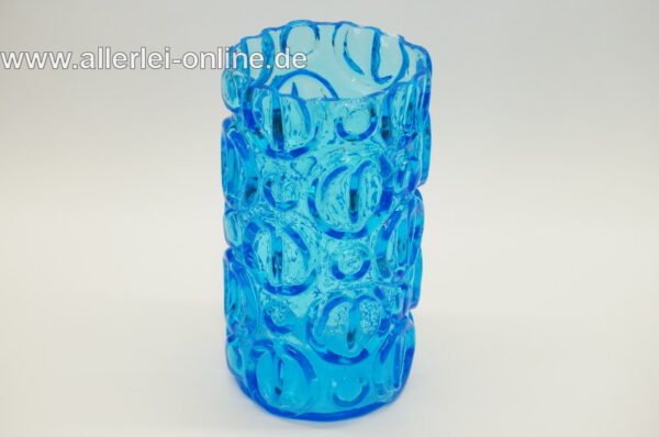 Glas Vase | Blumenvase | Blau | 19 cm | Vintage 60-70er Jahre