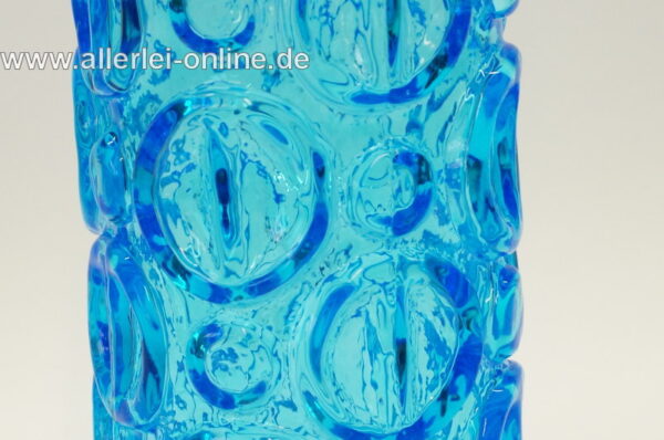 Glas Vase | Blumenvase | Blau | 19 cm | Vintage -70er Jahre