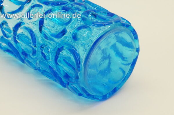 Glas Vase | Blumenvase | Blau | 19 cm | Vintage - 60er Jahre