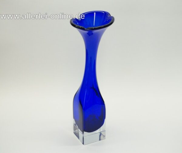Glas Vase | Blumenvase massives Glas | Blau - 29,5 cm | Vintage Solifleur Glasvase