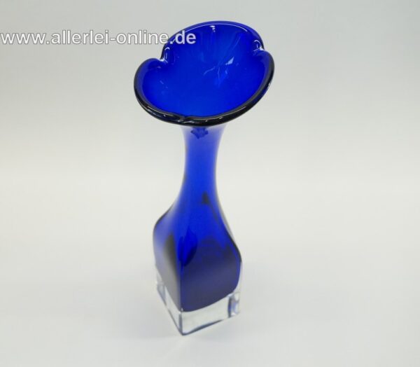 Glas Vase | Blumenvase massives Glas | Blau - 29,5 cm | Vintage Solifleur Glasvase 1