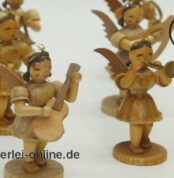 Erzgebirge Engel Figuren | 10 Stk. Blank Grünhainichen Faltenrockengel | Engel - Kurzrockengel mit Glockenrock