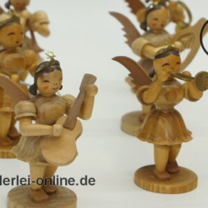 Erzgebirge Engel Figuren | 10 Stk. Blank Grünhainichen Faltenrockengel | Engel - Kurzrockengel mit Glockenrock