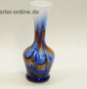 Glas Vase | Bunt - weiss/orange/blau | Blumenvase 21 cm | Vintage 60-70er Jahre