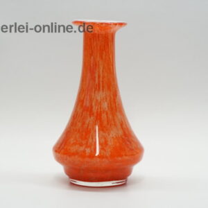 Glas Vase | Bunt - weiß/orange | Blumenvase 19 cm | Vintage 60-70er Jahre