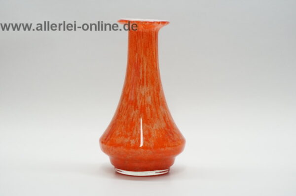 Glas Vase | Bunt - weiß/orange | Blumenvase 19 cm | Vintage 60-70er Jahre