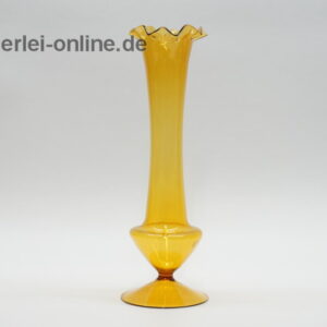 Lauscha Glas Vase | Zarte dünnwandige Blumenvase | Filigranes Farbglas Bernstein ,orange