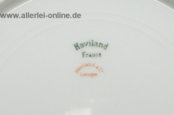 Antik Haviland France Limoges | Porzellan Teller - Speiseteller | Blüten / Blätter Dekor | Goldrand