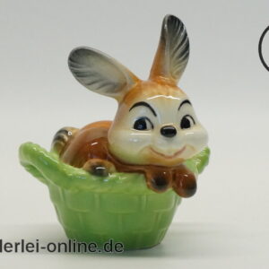 Goebel Hase im Körbchen | Vintage Porzellan Osterhase Figur