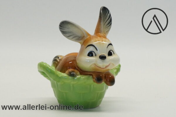 Goebel Hase im Körbchen | Vintage Porzellan Osterhase Figur