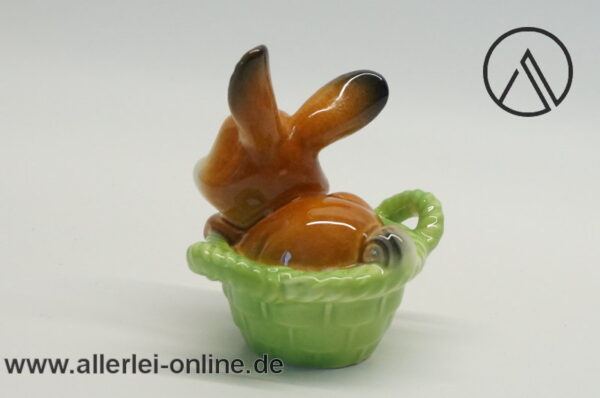 Goebel Hase im Körbchen | Vintage Porzellan Osterhase