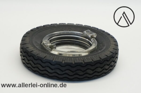 Glas Reifen-Aschenbecher | DUNLOP Reifen | Reifen Döbert | Vintage Ashtray