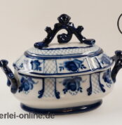 GZHEL Porzellan Deckeldose | Гжель Bonbonniere Russisch blau | Made in Russia | 19,5 cm