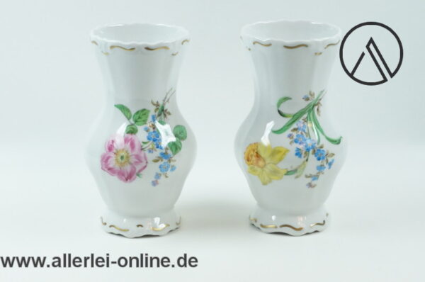 Dresdner Handmalerei Weimar Porzellan Vasen | 2 Stück Blumenvase | Tischvase | 14 cm