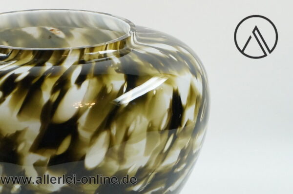 Glas Vase | Vintage Überfangglas Glasvase | 20 x 14 cm | braun/weiß 1