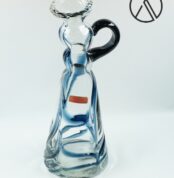 Freiherr von Poschinger Glas Vase | Blumenvase Mundgeblasen | klar-blau | 31 cm