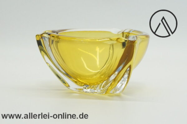 Sommerso-Technik | Glas Aschenbecher , gelb | Glasschale | Vintage Yellow Glass Ashtray 1