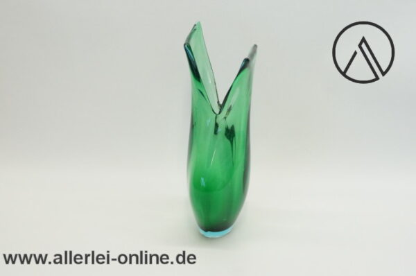 Herrliche Sommerso-Technik Glas Vase | Glasvase ,grün | Vintage Green Glass Mid Century 50er