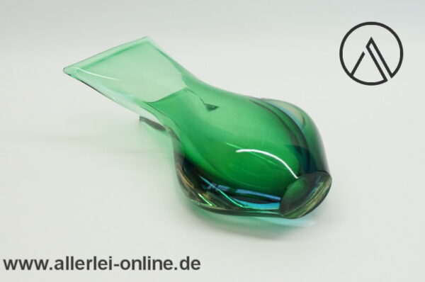 Herrliche Sommerso-Technik Glas Vase | Glasvase ,grün | Vintage Green Glass Mid Century 60er