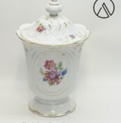 Kaestner Saxonia Porzellan Vase | Deckelvase | Gold-Blumendekor | 29 cm