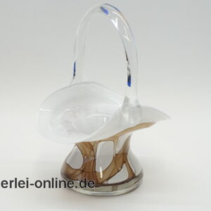 Vintage Glas Korb | Glaskörbchen Schale | weiß/braun | 21 cm