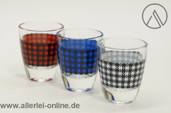 Glas Karaffe | Vintage Likör / Schnaps Dekanter mit 6 Gläsern | 50er Jahre Pepita Dekor | Made in France 3